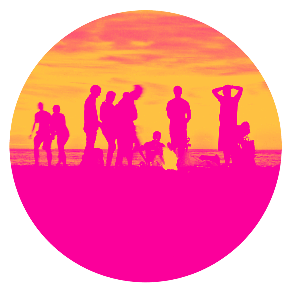 Stylised image of people around a camp fire. decorative image supporting Jason Bullivant Consulting, Market Research services